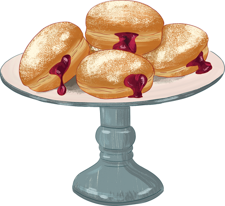 Painterly Hanukkah Sufganiyot Jelly Donuts